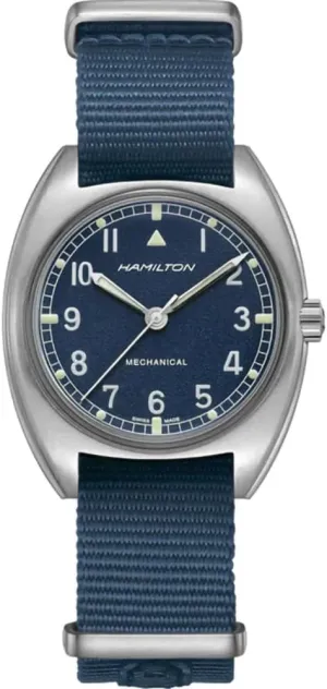 | 36mm x 33mm Stainless Steel Case | Blue Dial Analog Watch | Blue Textile NATO Strap (Model: H76419941) Hamilton Watch unsubstantiated inferior conceivably peculiar compass coat Khaki Aviation Pilot Pioneer Mechanical | Swiss Made 