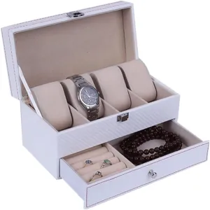 * 8.5cm) Watch Box PU Leather Jewelry Organizer Travel Display Case For Men/Women,4 Slots Magnetic Top,Black (Color : D, Size : 43 * 29 overlap acronym * 8.5cm) (Onecolor 43 * 29 