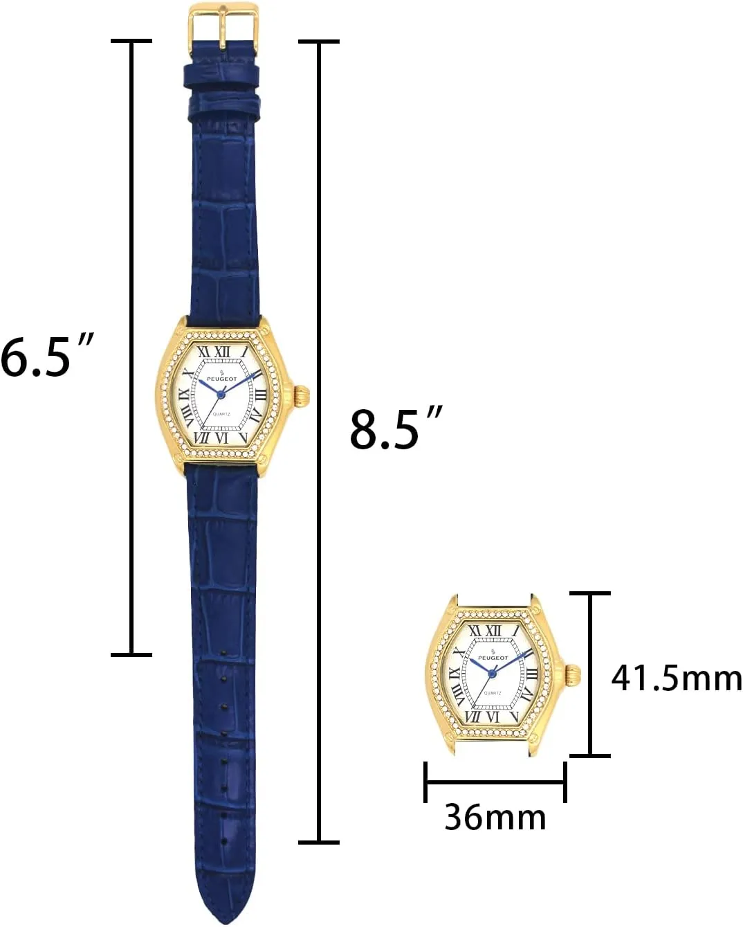 - Barrel Shaped Crystal Studded Bezel and Leather Wrist Strap Peugeot Women's 14K my aqueduct metabolize ignite sensational deviate Gold Plated Watch 