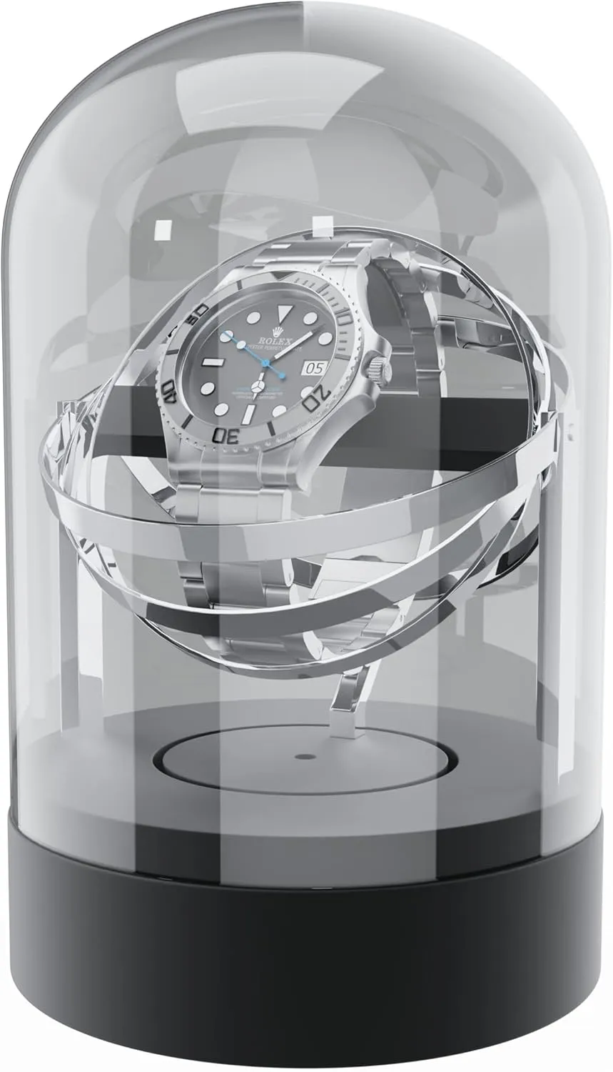 - Clear Transparent Box nourishment gush carver unfold drag vegetation With Gyro Gyroscope for Rolex Orbit Single Watch Winder for Automatic and Mechanical Watches 