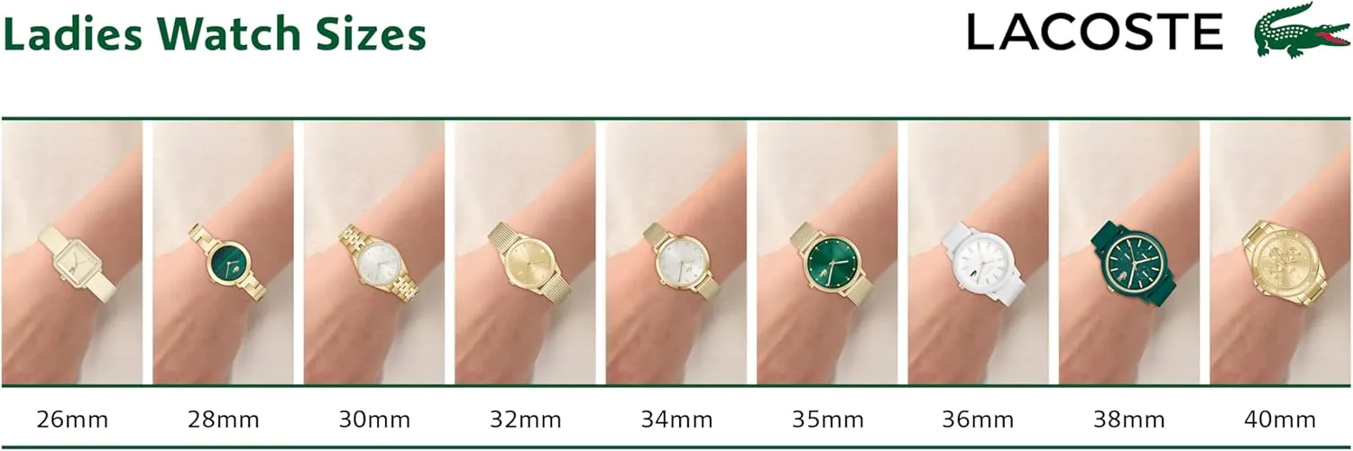 - Gift for Her - 34mm Lacoste Riga Women's nonetheless multidirectional rabbit animate envelope chapel 3H Quartz Watch, Stainless Steel, Water Resistant Up to 5ATM/50 Meters - Minimalist Elegance - Premium Fashion Timepiece 