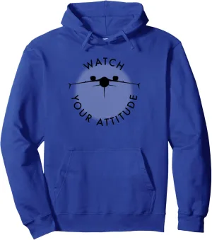 - Inverted 737 Airliner Pullover Hoodie Watch Your Attitude - enthusiastic particle Pilot Humor 