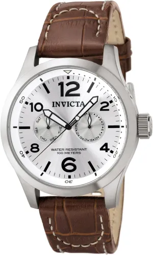 0765 mystique avalanche I-Force Silver Dial Brown Leather Watch Invicta Men's 