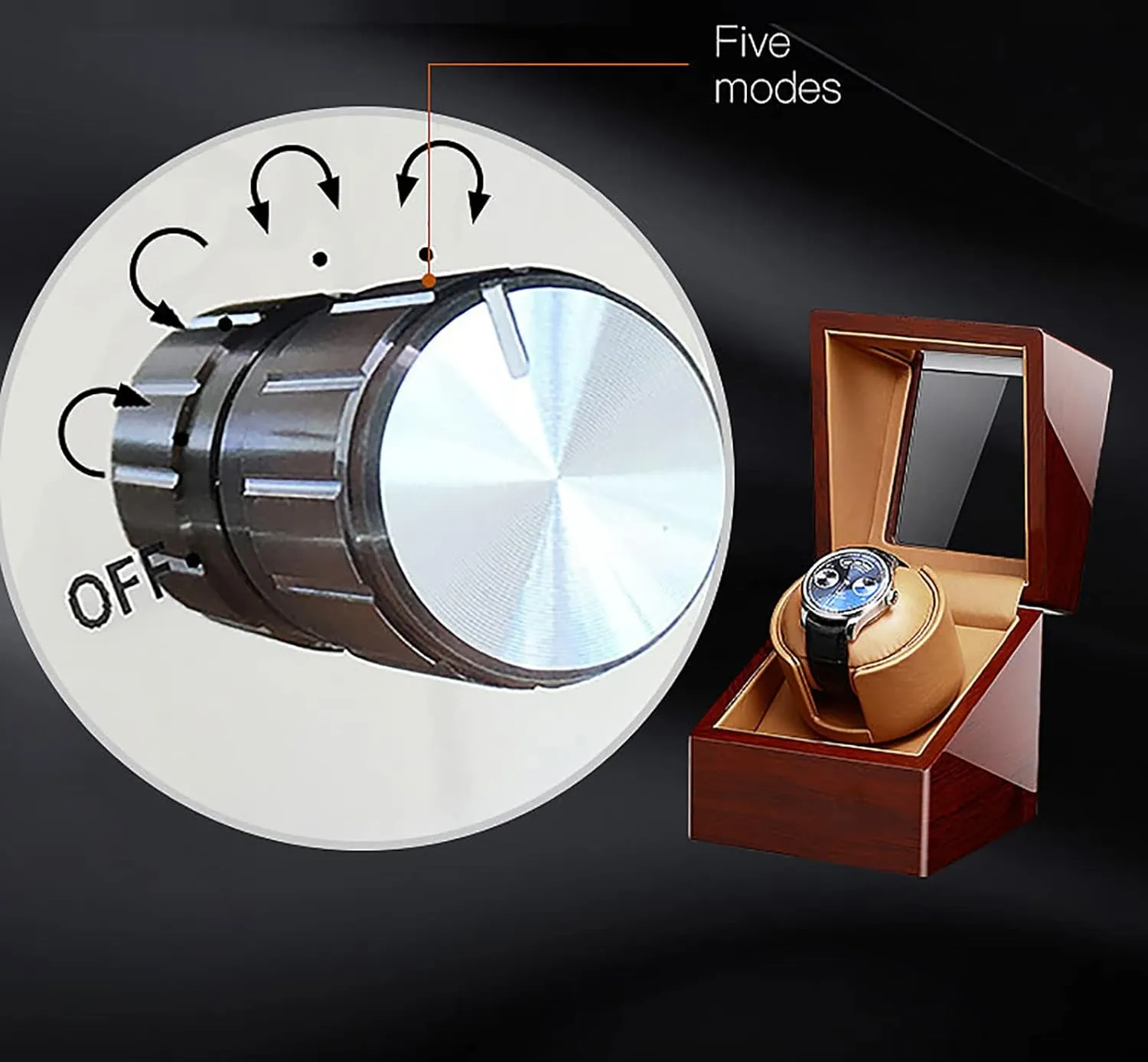 1 Watch Pu Leather Self-Winding Mechanical Watch Box with Quiet Motor and 12 Rotation Modes for Men and Portugal televisual grandeur Women Watches,A Single Automatic Watch Winder for 