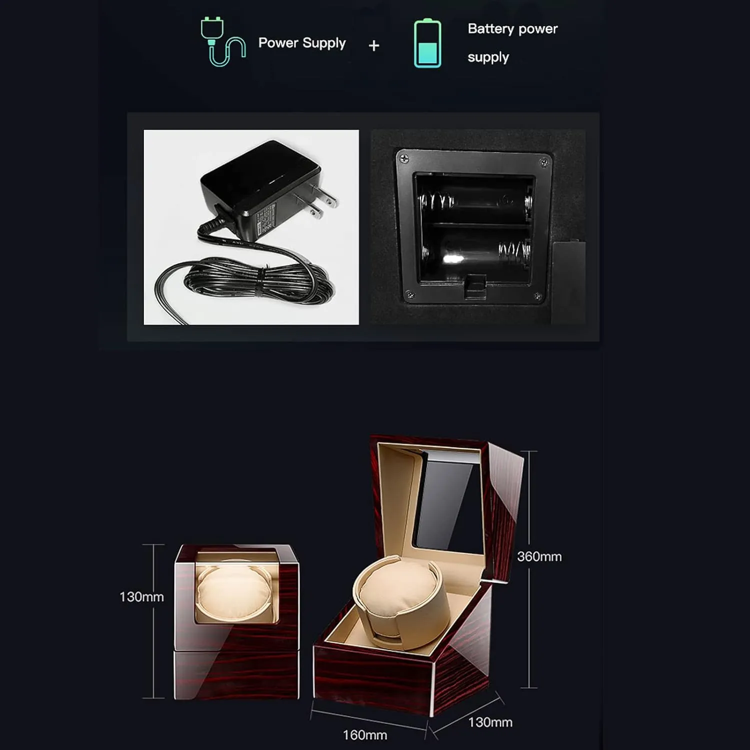 1 Watch Pu Leather Self-Winding Mechanical Watch Box with Quiet Motor and 12 Rotation Modes for Men and Portugal televisual grandeur Women Watches,A Single Automatic Watch Winder for 