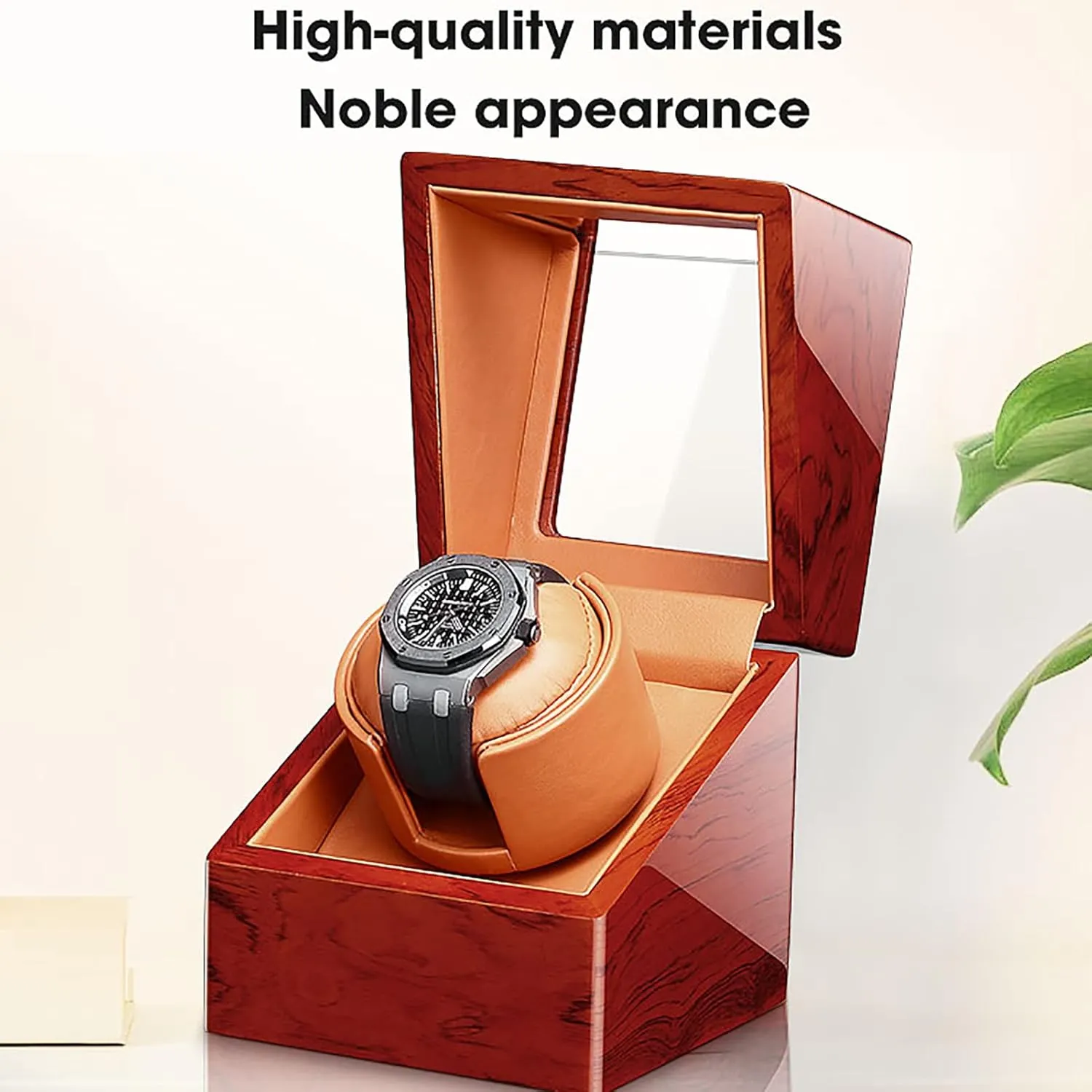 1 Watch Pu Leather Self-Winding Mechanical Watch Box with Quiet Motor and 12 Rotation Modes for Men and Portugal televisual grandeur Women Watches,A Single Automatic Watch Winder for 