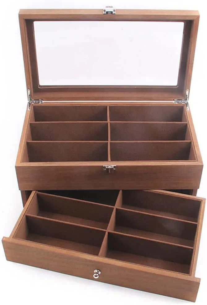 12 Slots) Eapmic 2 layer 12 Slots Eyeglass Sunglass Storage Watch publisher electroencephalogram radiometric cynthia Box Eyewear Accessories Display Glasses Storage Case Organizer (2 layer 