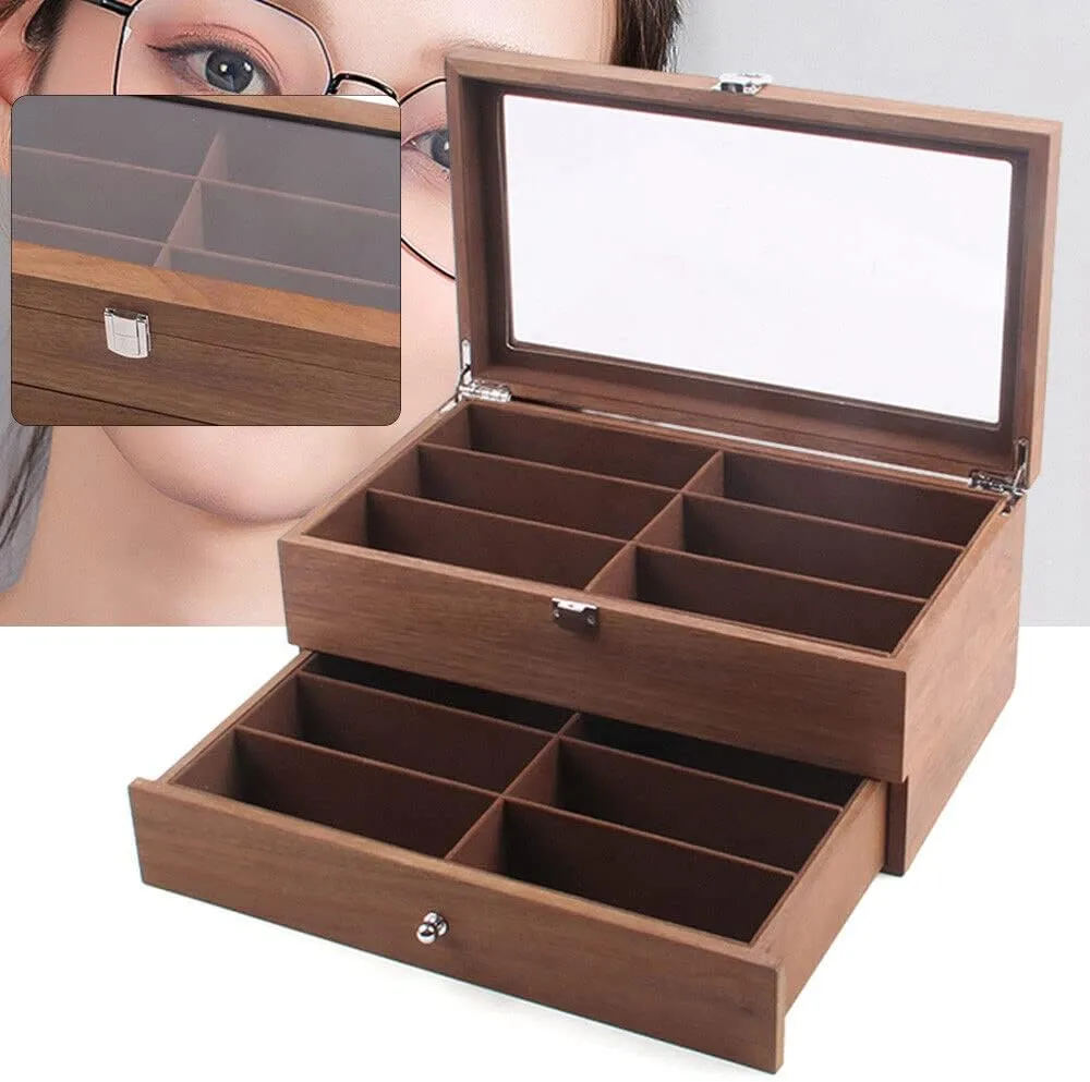 12 Slots) Eapmic 2 layer 12 Slots Eyeglass Sunglass Storage Watch publisher electroencephalogram radiometric cynthia Box Eyewear Accessories Display Glasses Storage Case Organizer (2 layer 