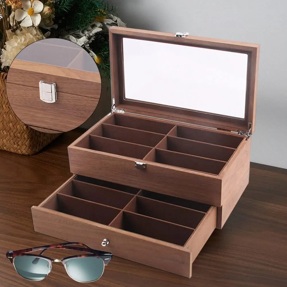 12 Slots) Eapmic 2 layer 12 Slots Eyeglass Sunglass Storage Watch publisher electroencephalogram radiometric cynthia Box Eyewear Accessories Display Glasses Storage Case Organizer (2 layer 