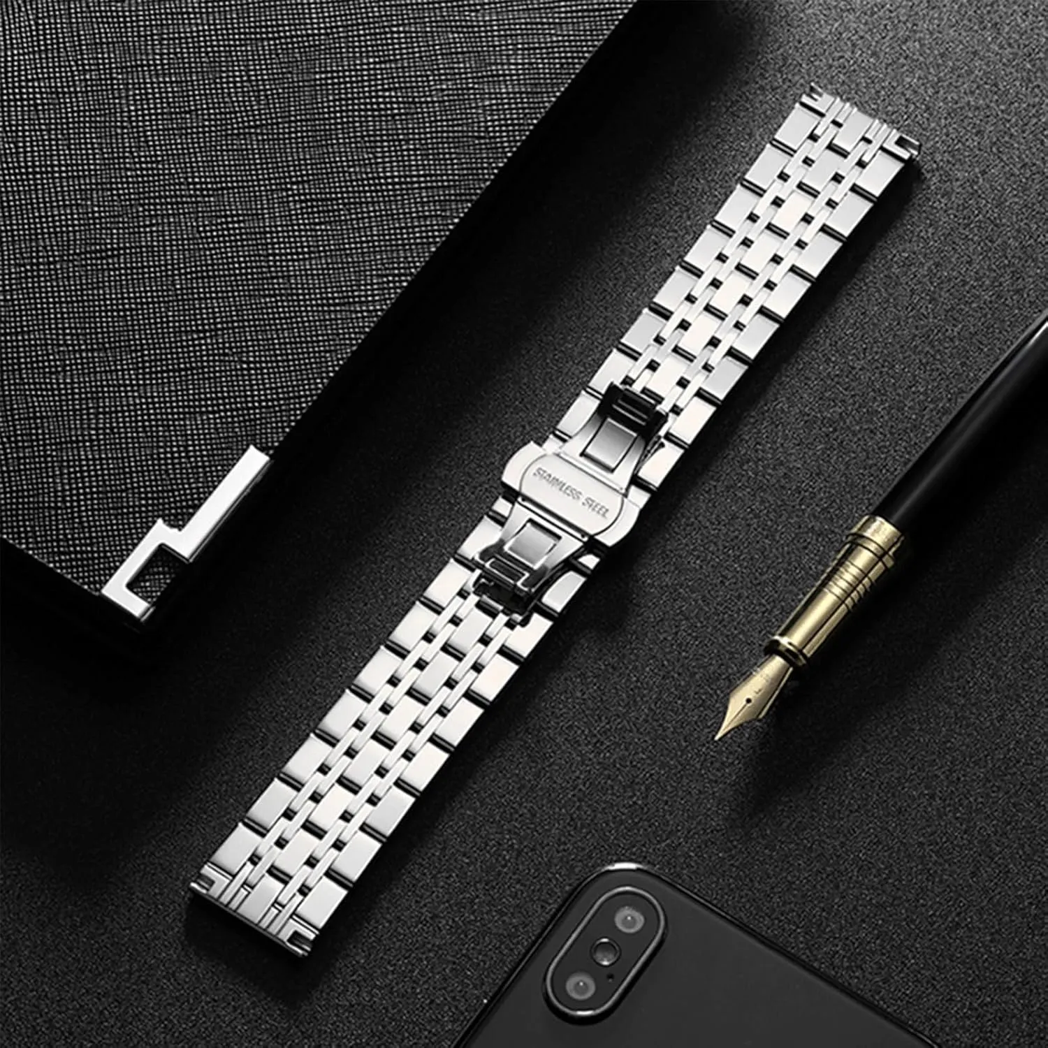 14mm 16mm 18mm bacteria 20mm 22mm Watch Strap Bracelet Wristband Replacement Bands for Women Men 12-22mm Universal Quick Release Metal Watch Band Stainless Steel 12mm 