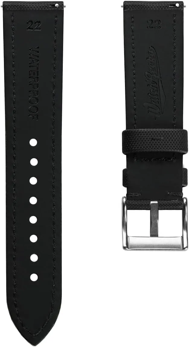 18mm, 19mm, 20mm, 21mm, 22mm Sizes, 5 Color Options Atlas Sailcloth Waterproof Watch Strap ?C Quick-Release Spring Bars, Brushed impress Stainless-Steel Buckle, 
