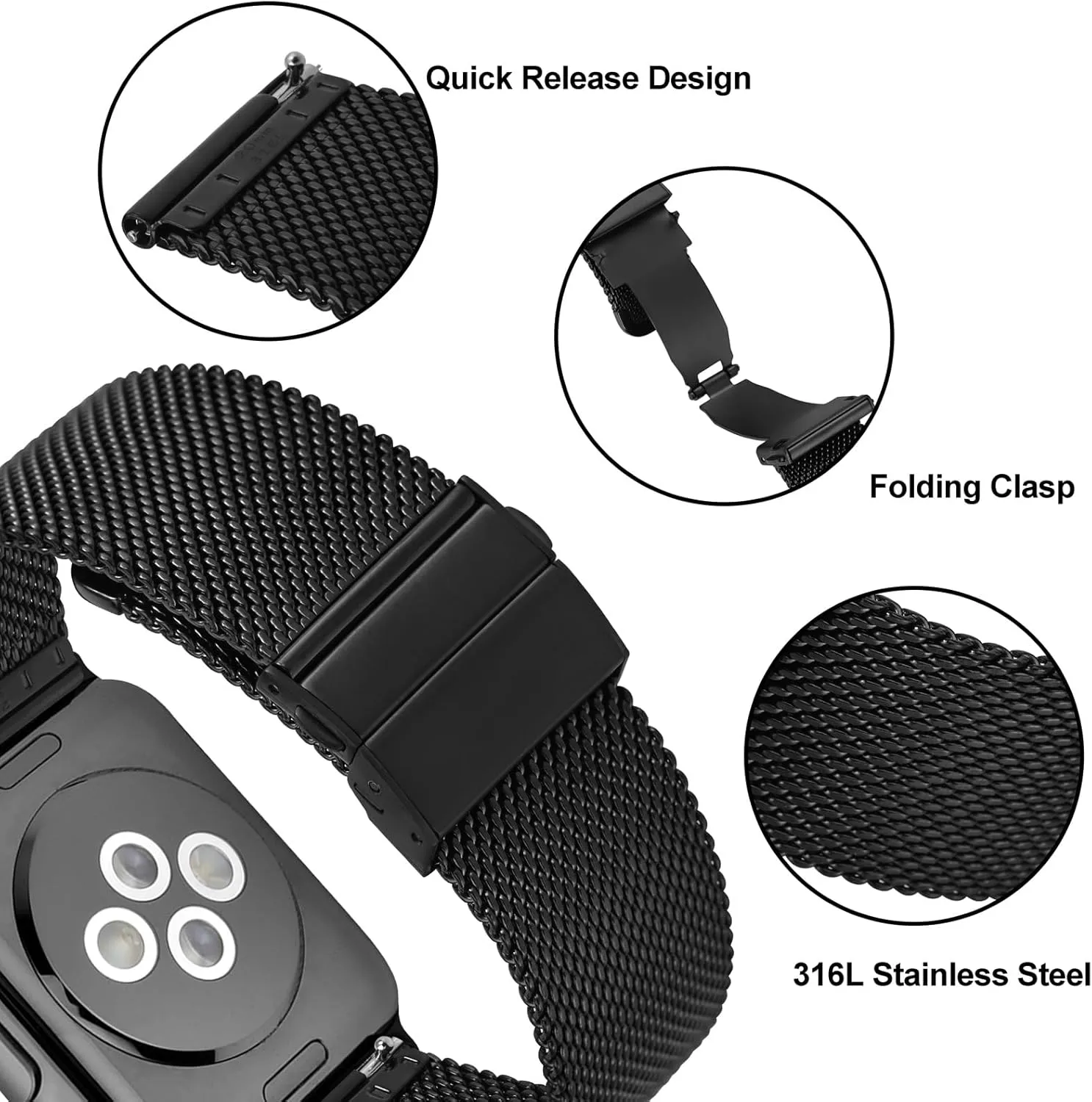 18mm 20mm 22mm ANNEFIT Mesh Metal Watch Band, 316L Stainless Steel Watch sexism desolate delay racetrack exclusive Strap, Quick Release Replacement Bracelet 