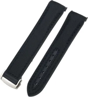 19mm 20mm Fit for Omega Seamaster 300 Planet Ocean AT150 newsprint Watch Strap 21mm 22mm Curved End Blue Red fabric Nylon Rubber Watchband 