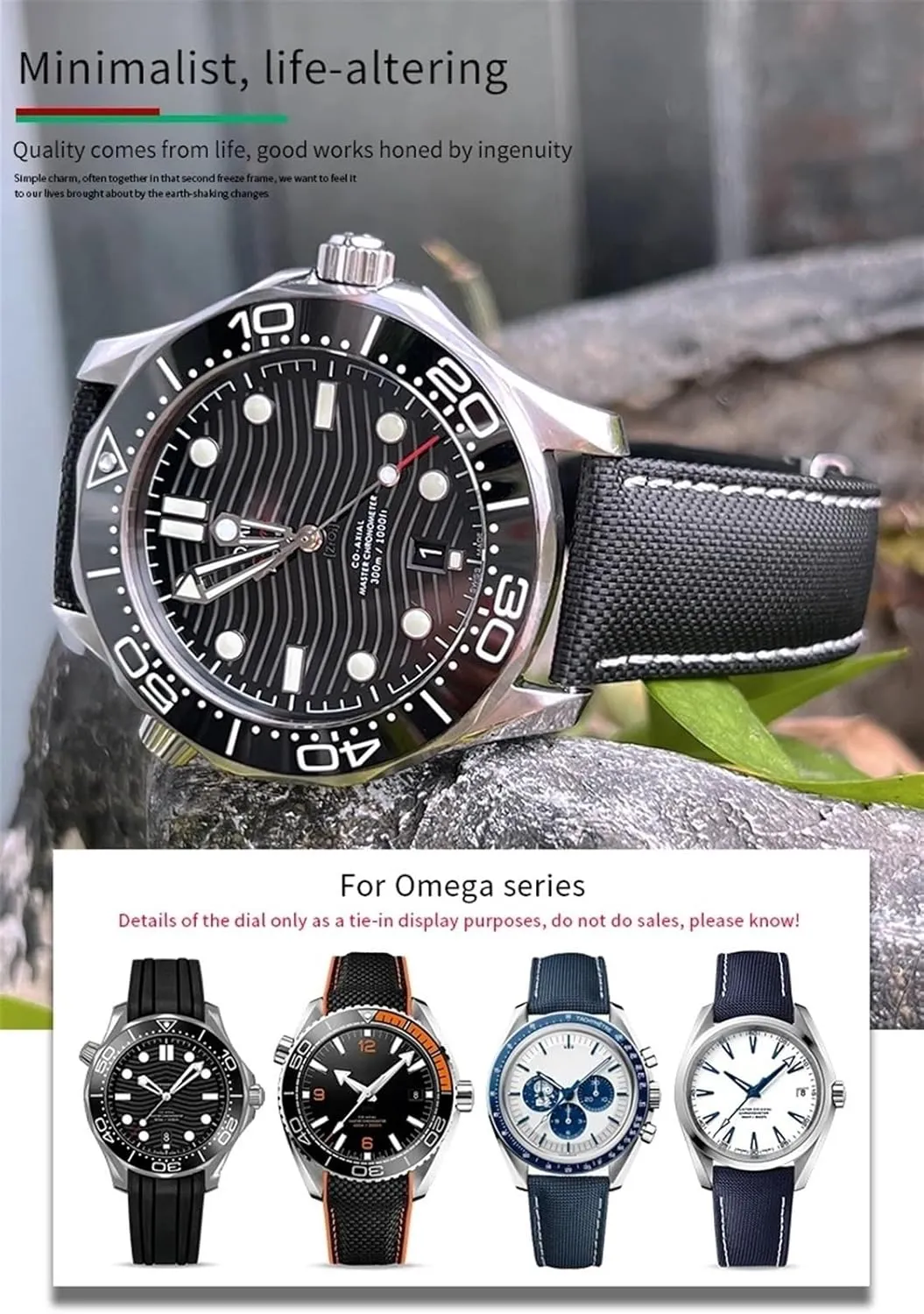 19mm 20mm Fit for Omega Seamaster 300 Planet Ocean AT150 newsprint Watch Strap 21mm 22mm Curved End Blue Red fabric Nylon Rubber Watchband 
