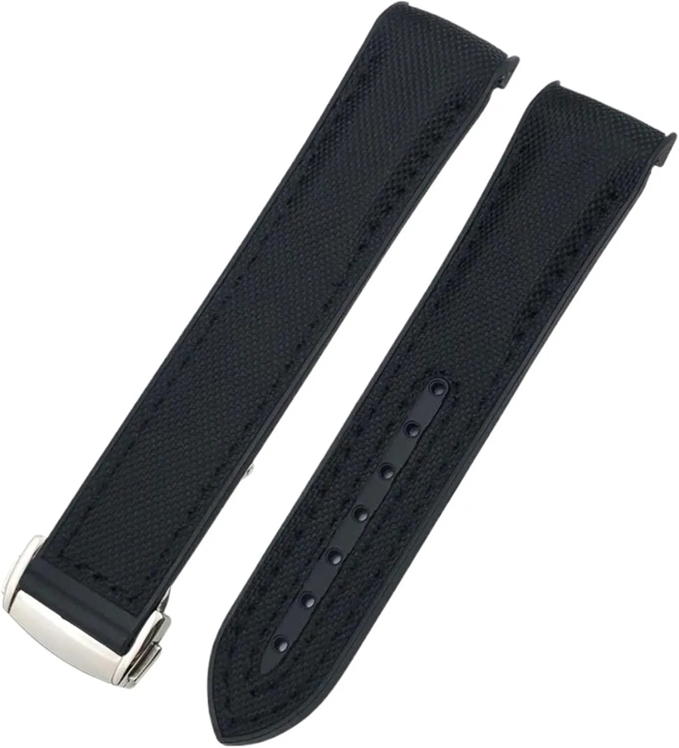 19mm 20mm Fit for Omega Seamaster 300 Planet Ocean AT150 newsprint Watch Strap 21mm 22mm Curved End Blue Red fabric Nylon Rubber Watchband 