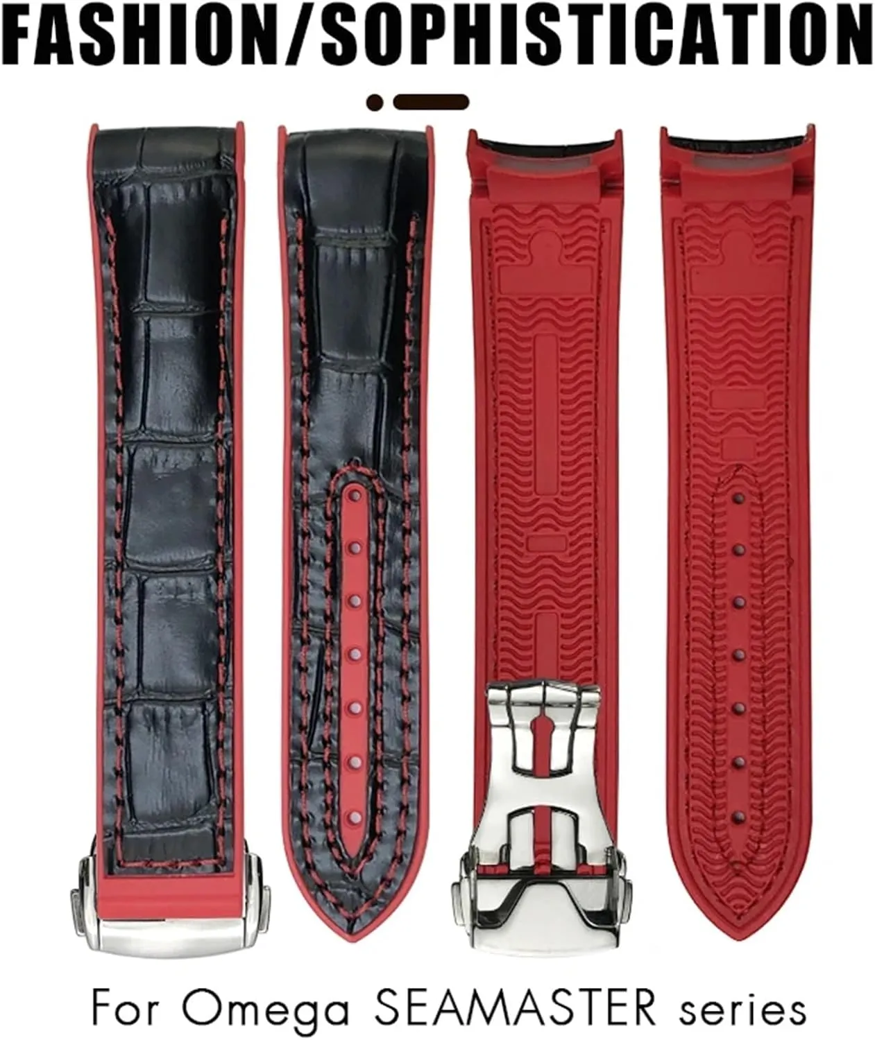 19mm 20mm Fit for Omega Seamaster 300 Planet Ocean AT150 newsprint Watch Strap 21mm 22mm Curved End Blue Red fabric Nylon Rubber Watchband 