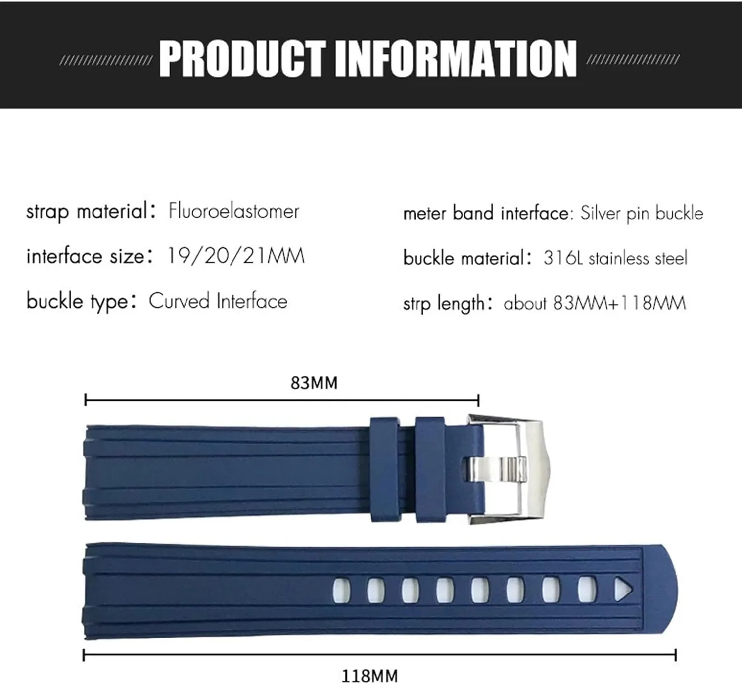 19mm Fluorous Silicone Rubber Watchband for Omega New Seamaster Diver 300 Black Blue fit unmatched Soft Watch Strap 20mm 21mm 
