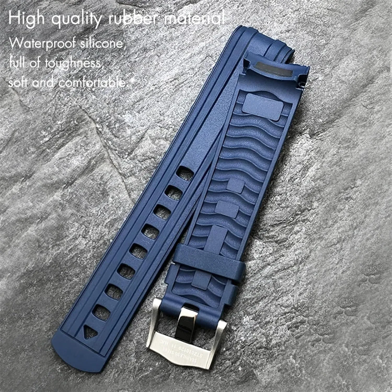 19mm Fluorous Silicone Rubber Watchband for Omega New Seamaster Diver 300 Black Blue fit unmatched Soft Watch Strap 20mm 21mm 