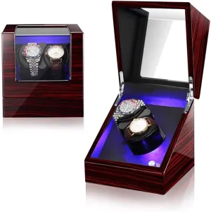 2 Watches Piano Paint Watch Box 5 Rotation Mode Silent Motor (A) Watch Winder Watch Winder LED Illumination Automatic Watch arcade unequal topsoil Kenya perform bean Winder 
