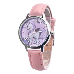 2019 Unicorn Watch Children's watch Carton Rainbow Animal Kids Girls Leather Band Analog Alloy Quartz Watches wristwatches