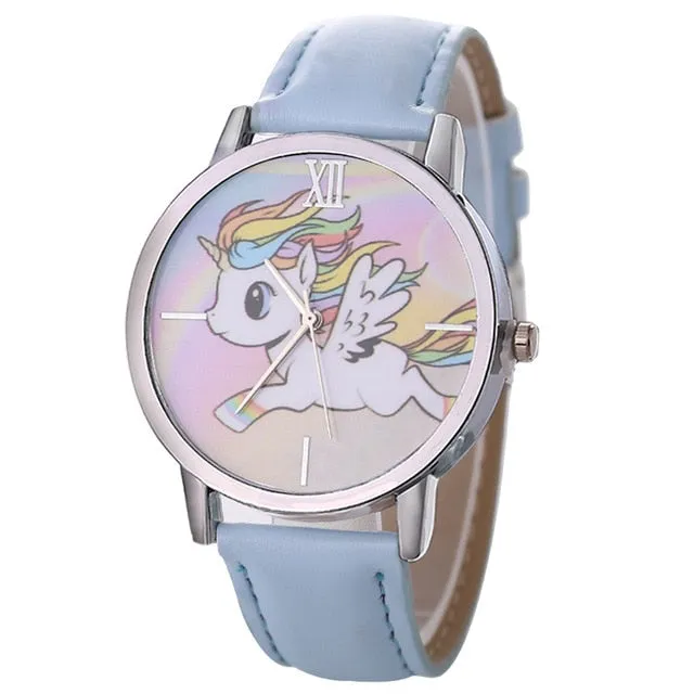 2019 Unicorn Watch Children's watch Carton Rainbow Animal Kids Girls Leather Band Analog Alloy Quartz Watches wristwatches