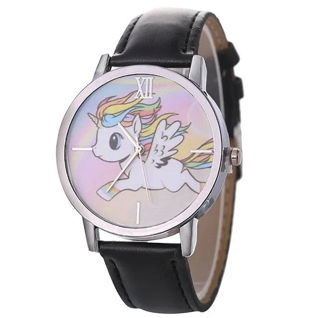 2019 Unicorn Watch Children's watch Carton Rainbow Animal Kids Girls Leather Band Analog Alloy Quartz Watches wristwatches