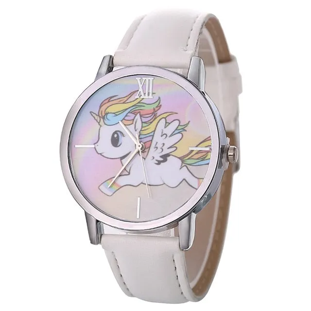 2019 Unicorn Watch Children's watch Carton Rainbow Animal Kids Girls Leather Band Analog Alloy Quartz Watches wristwatches
