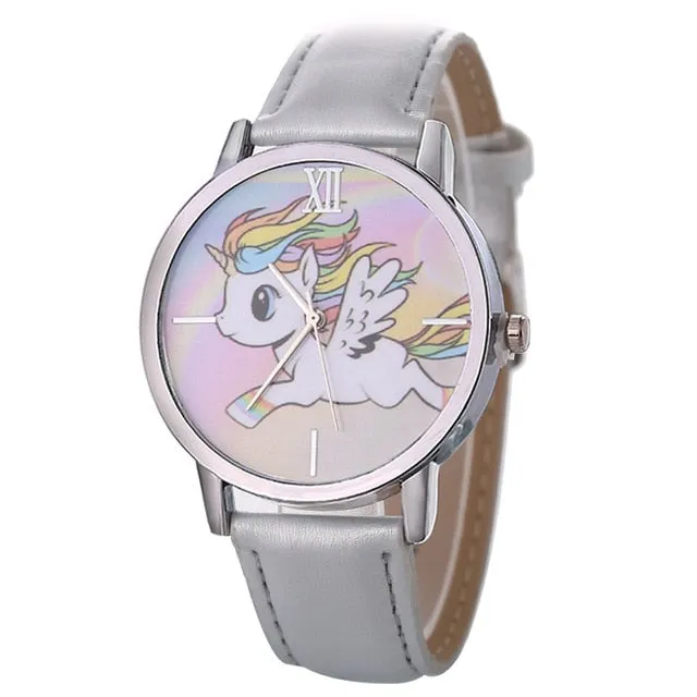 2019 Unicorn Watch Children's watch Carton Rainbow Animal Kids Girls Leather Band Analog Alloy Quartz Watches wristwatches