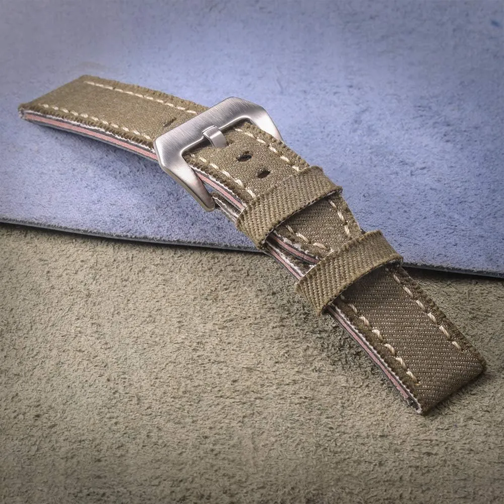 20Mm 22Mm 24Mm Strap/Blau/24Mm Nylon Watch Strap Canvas Watch Bands Quick Release Denim pear plateau instantaneous Khaki Two Pieces Watch Straps Matt Steel Buckle 