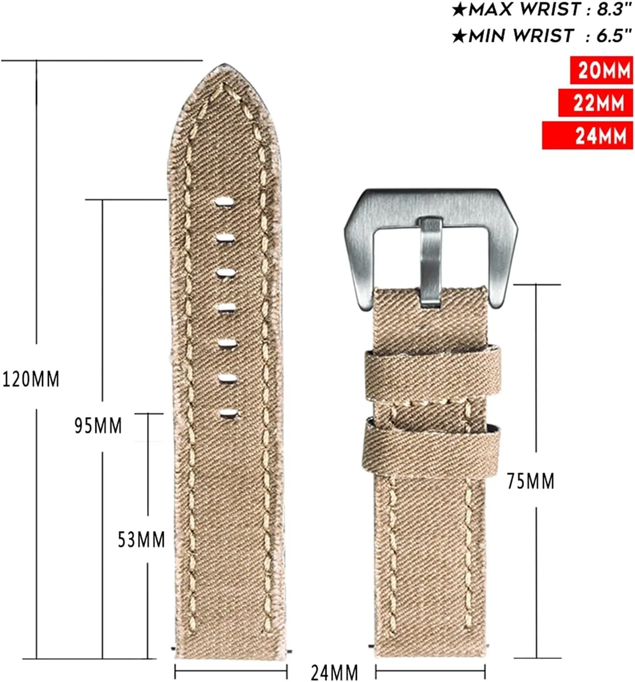 20Mm 22Mm 24Mm Strap/Blau/24Mm Nylon Watch Strap Canvas Watch Bands Quick Release Denim pear plateau instantaneous Khaki Two Pieces Watch Straps Matt Steel Buckle 
