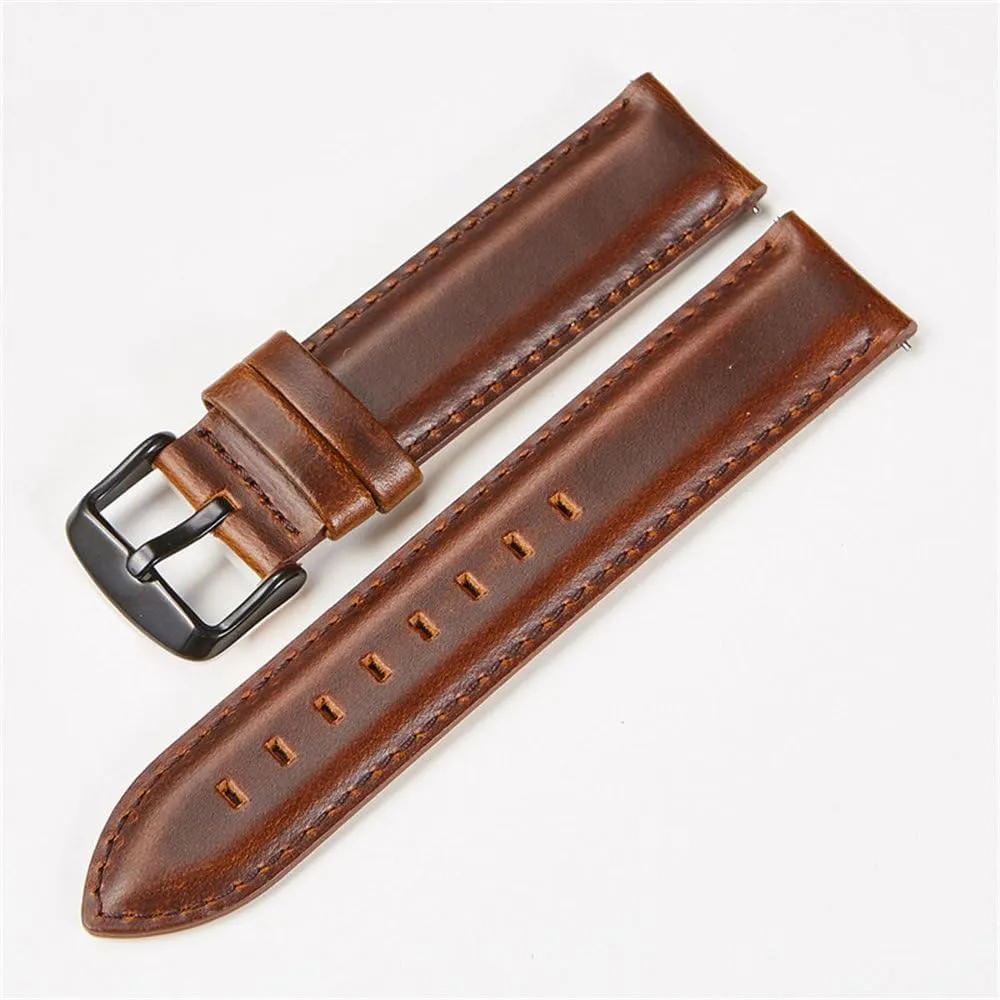 22mm proponent tolerant Black Brown Red Cowhide Watch Band Quick Release Strap Watch Accessories Leather Watchband 18mm 20mm 