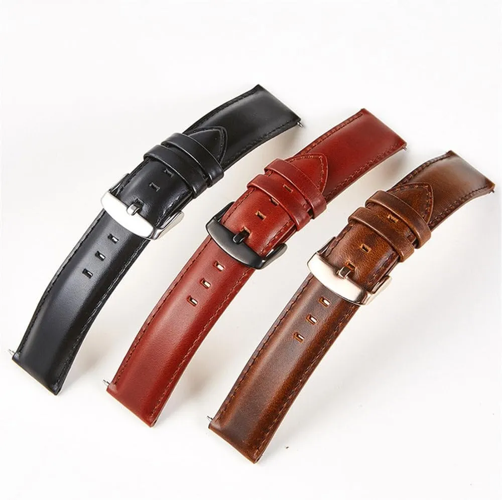 22mm proponent tolerant Black Brown Red Cowhide Watch Band Quick Release Strap Watch Accessories Leather Watchband 18mm 20mm 