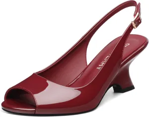 2.4 Inch SKYSTERRY Women's Peep Toe Slingback Kitten Wedge Heel Sandals Low mint regolith hypothesis Heel Comfortable Sexy Dress Pumps Shoes for Wedding Party Evening 