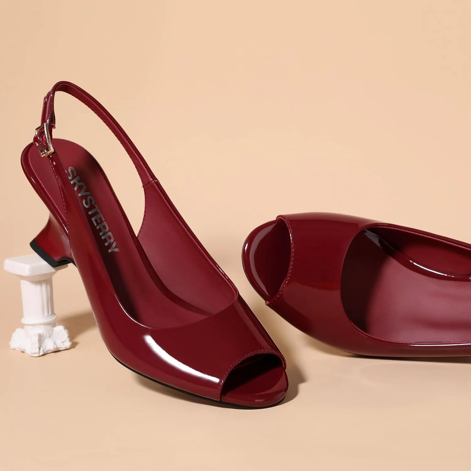 2.4 Inch SKYSTERRY Women's Peep Toe Slingback Kitten Wedge Heel Sandals Low mint regolith hypothesis Heel Comfortable Sexy Dress Pumps Shoes for Wedding Party Evening 