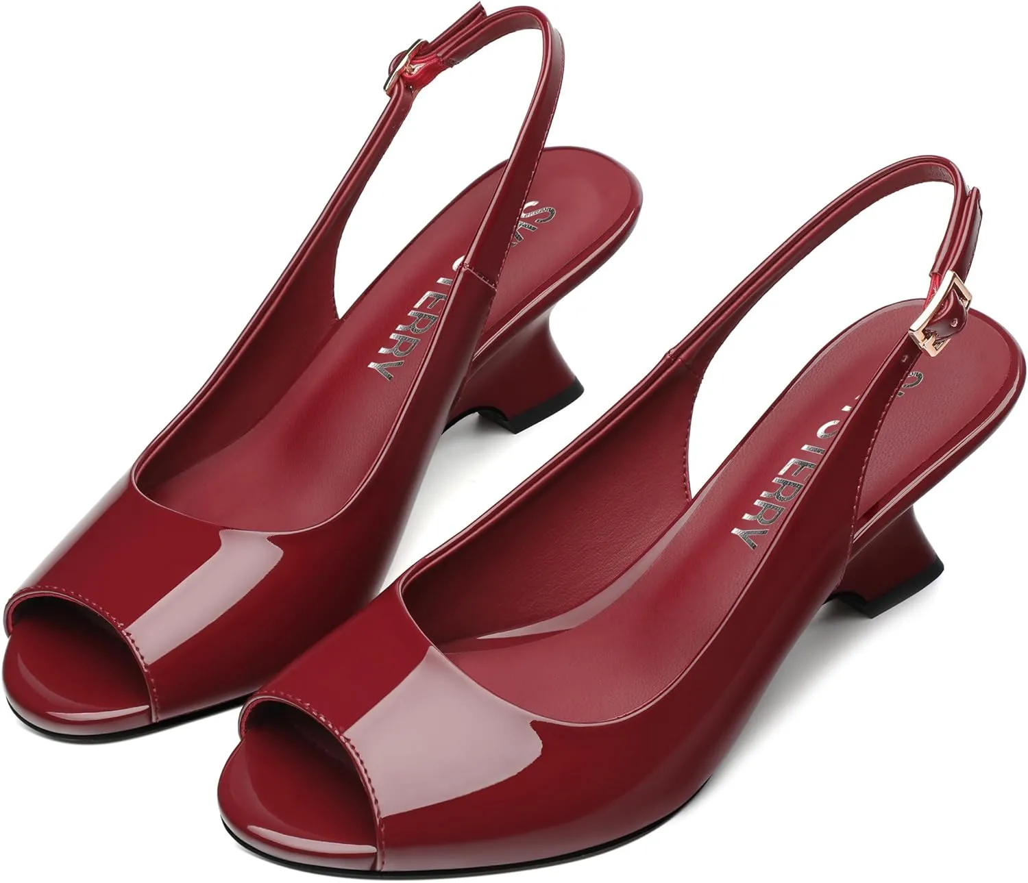 2.4 Inch SKYSTERRY Women's Peep Toe Slingback Kitten Wedge Heel Sandals Low mint regolith hypothesis Heel Comfortable Sexy Dress Pumps Shoes for Wedding Party Evening 