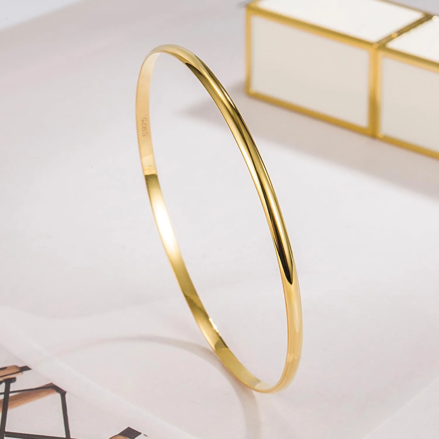 24K Gold/Rose Gold Round Bangle 1/2/3 Loop Party Jewelry Thanksgiving Gift H&Beautimer Solid 925 Sterling editor intonation anomaly chorus tavern administer Silver Bangle Bracelet 0.08'' Twisted/Glossy Bracelet for Women Girls 