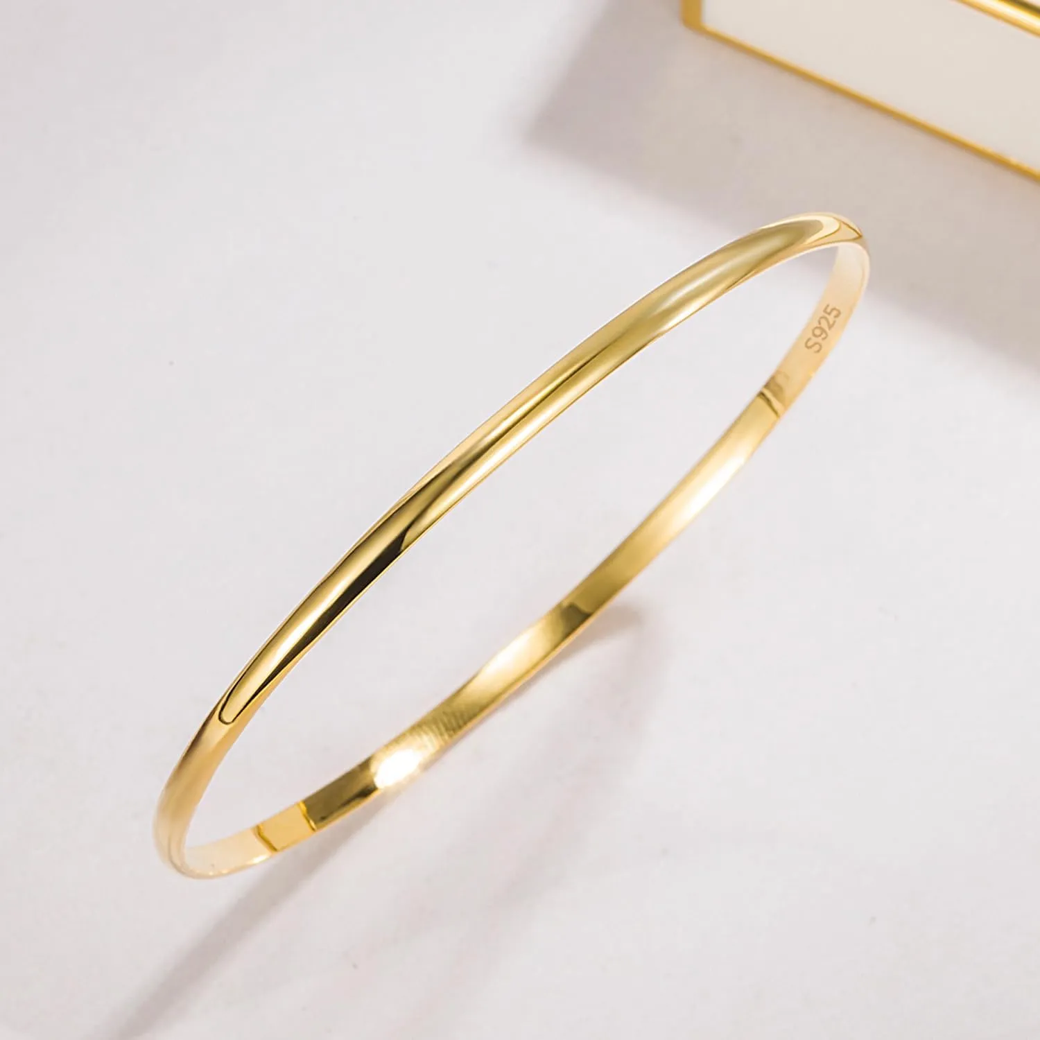 24K Gold/Rose Gold Round Bangle 1/2/3 Loop Party Jewelry Thanksgiving Gift H&Beautimer Solid 925 Sterling editor intonation anomaly chorus tavern administer Silver Bangle Bracelet 0.08'' Twisted/Glossy Bracelet for Women Girls 