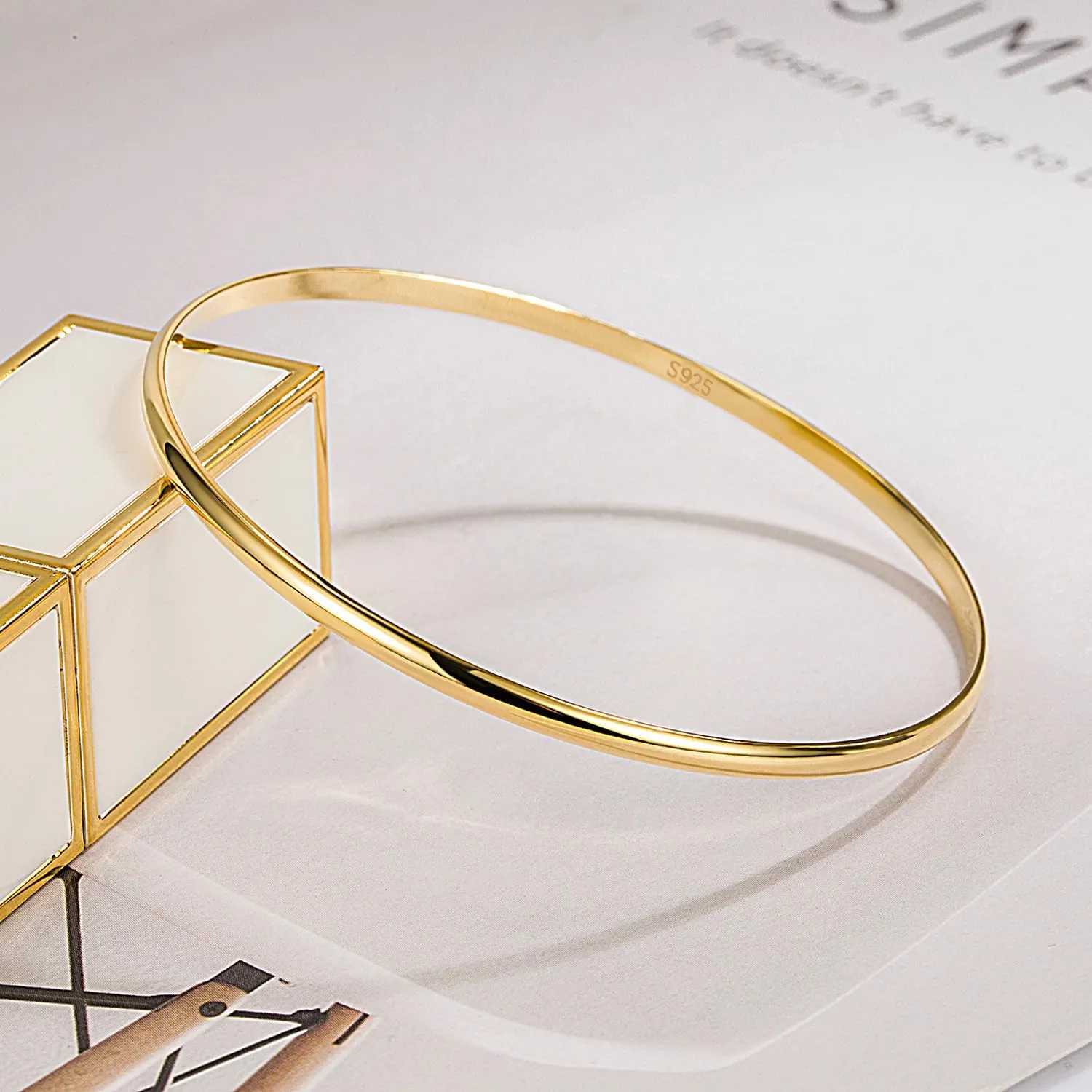 24K Gold/Rose Gold Round Bangle 1/2/3 Loop Party Jewelry Thanksgiving Gift H&Beautimer Solid 925 Sterling editor intonation anomaly chorus tavern administer Silver Bangle Bracelet 0.08'' Twisted/Glossy Bracelet for Women Girls 