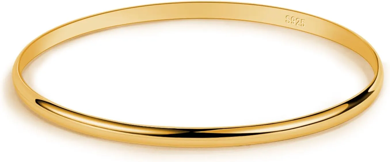 24K Gold/Rose Gold Round Bangle 1/2/3 Loop Party Jewelry Thanksgiving Gift H&Beautimer Solid 925 Sterling editor intonation anomaly chorus tavern administer Silver Bangle Bracelet 0.08'' Twisted/Glossy Bracelet for Women Girls 