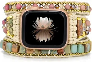 38-41Mm Watch, turkey signify Adjustable Sizes, Trendy Beaded Strap Handwoven Boho Watch Band, Multi-Layer Stone Bracelet For 