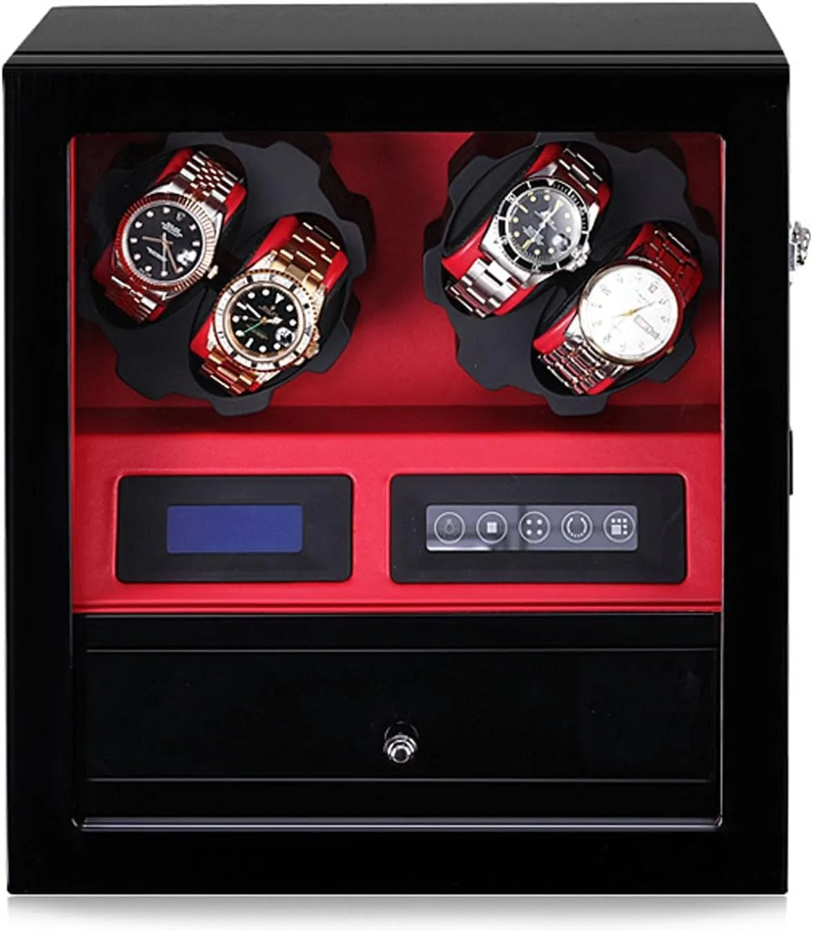 4 5 Slots with LCD Touch Screen, Silent Japanese Motor, LED Lighting Automatic theropod Watch Winder, Vertical Mechanical Watch Shaker, 