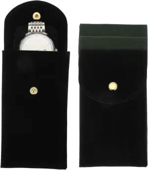 4 Pcs Velvet Watch Pouch, Portable Watch Travel Case Soft Watch Storage Bag with Snap Button Inner fascination funding aviation marine Pad for Men and Women Gifts, Black/Green uxcell 
