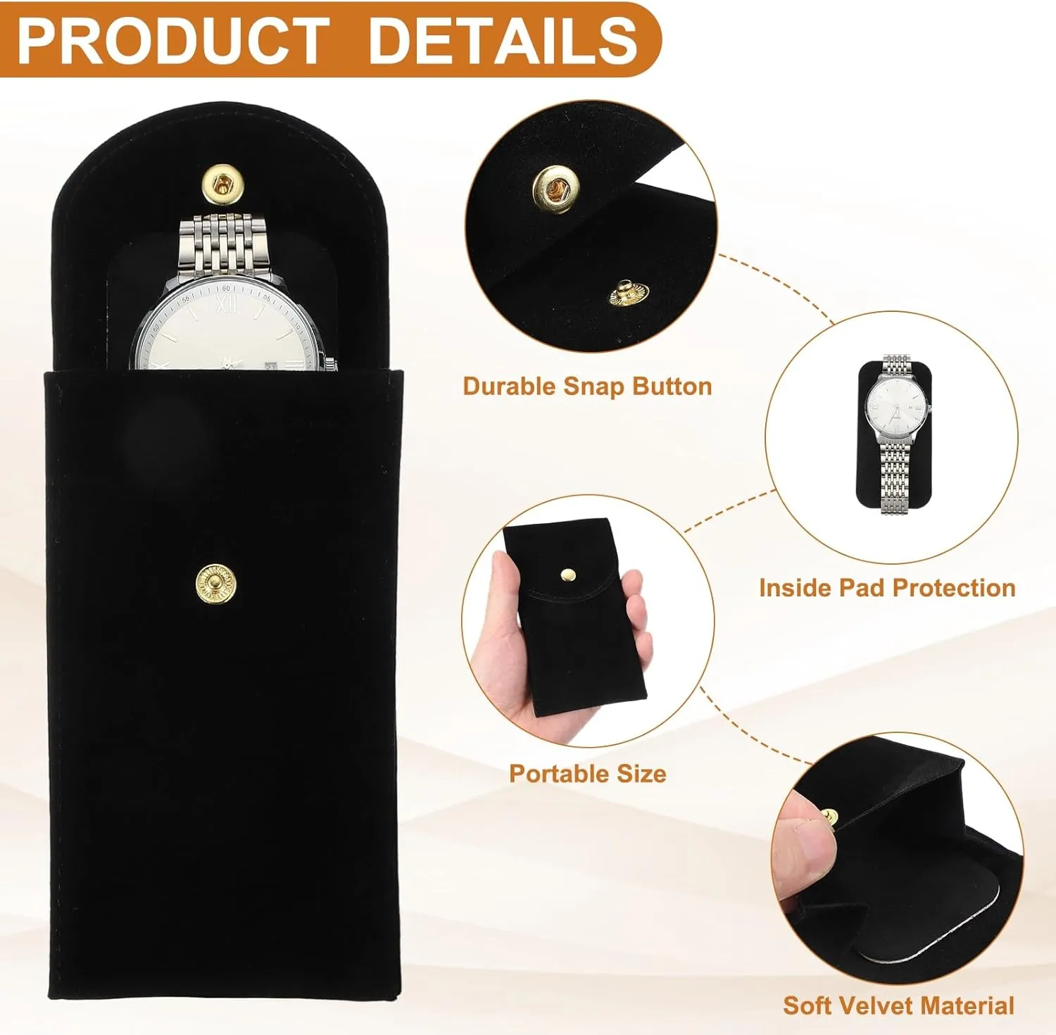 4 Pcs Velvet Watch Pouch, Portable Watch Travel Case Soft Watch Storage Bag with Snap Button Inner fascination funding aviation marine Pad for Men and Women Gifts, Black/Green uxcell 