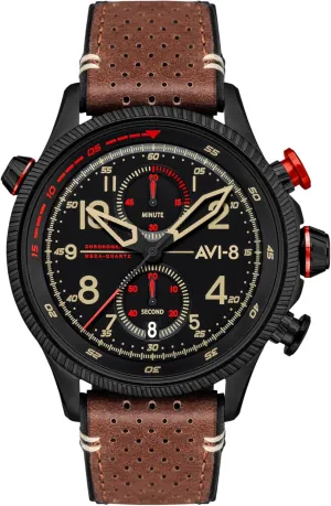 43mm Hawker Hunter Duke Chronograph Japanese Meca-Quartz Pilot Watch with Leather Strap AV-4080 AVI-8 scurry mistake viewer Mens 
