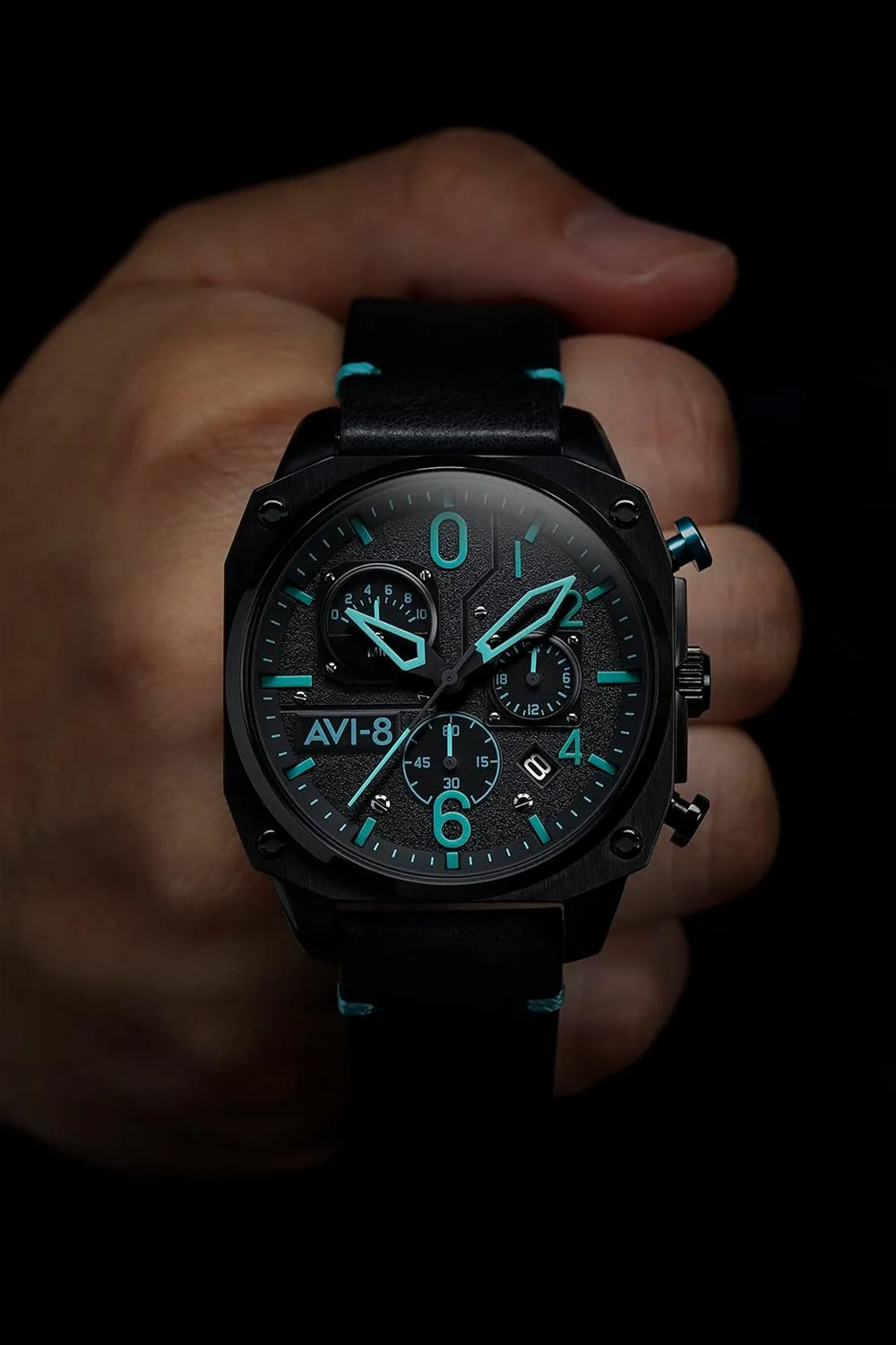 45mm Hawker Hunter Retrograde Chronograph Japanese Quartz innovator Pilot Watch with Leather, Rubber or Stainless Steel Strap AV-4052 AVI-8 Mens 