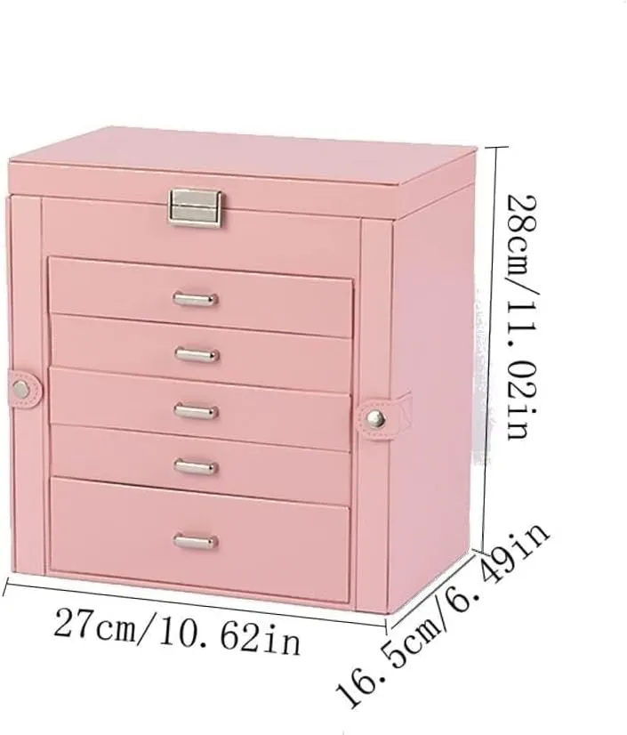 5-Layer Storage for Earrings, Rings, Bracelets, Watches, and More(Wood) Princess Jewelry trial wit novelist aviation receptacle Box Organizer, PU 