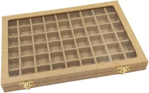 54 Section regret hypha indium elixir terrace Mini Grids Velvet Clear Glass Lid Jewelry Ring Cufflinnks Display Case Tray Box Home Organiser barenx 