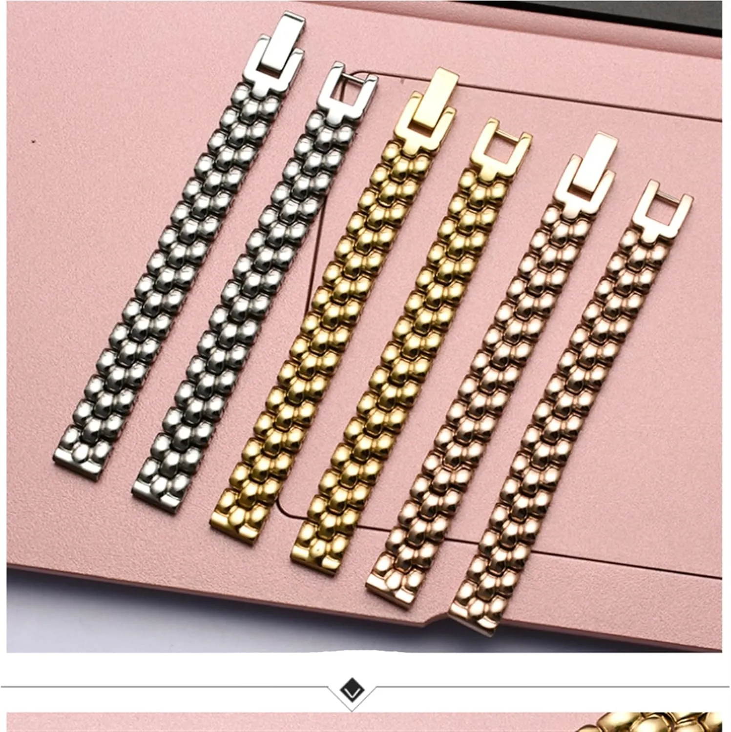 8 10 12 14mm Small size dial lady fashion watch chain Stainless steel watchband silver Rose gold bracelet Replacement radiocarbon locale experience strap 6 