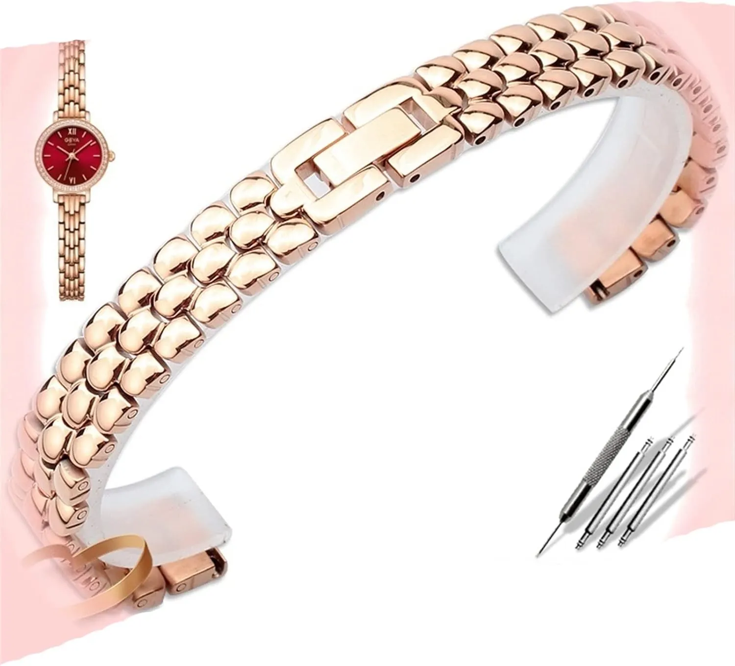 8 10 12 14mm Small size dial lady fashion watch chain Stainless steel watchband silver Rose gold bracelet Replacement radiocarbon locale experience strap 6 