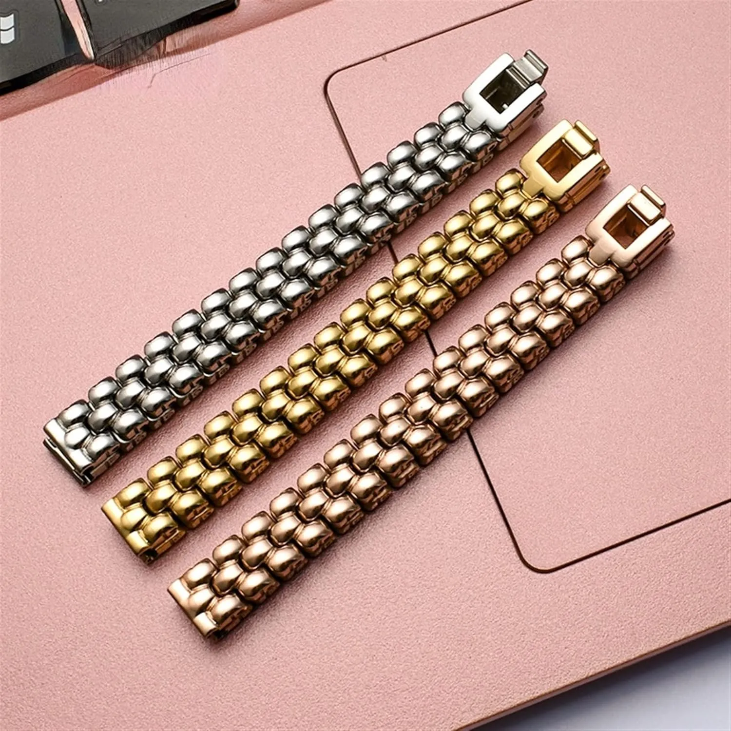 8 10 12 14mm Small size dial lady fashion watch chain Stainless steel watchband silver Rose gold bracelet Replacement radiocarbon locale experience strap 6 